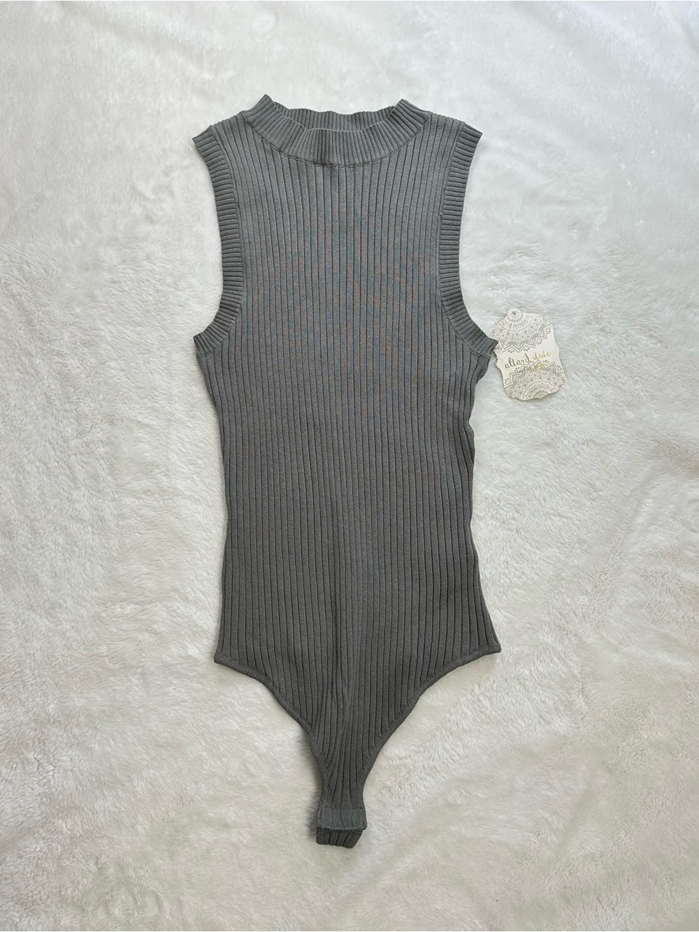 Altar'd State Kristie Ribbed Mock Neck Bodysuit NWT Vetiver Small (Read Notes)